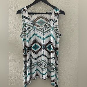 Women’s Boho‎ Western Geometric Pattern Sleeveless Top Size large